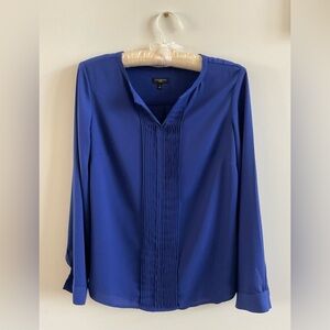 Talbots Royal Blue Blouse with Pleated Center Placket, Size PP